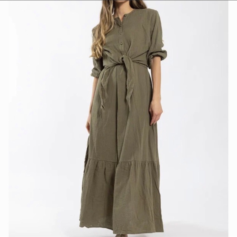 MONN GAUZE JUMPER in Olive